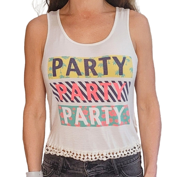 Charlotte Russe Tops - Charlotte Russe White Party Tank Top with Open Back Size Small